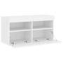 Mueble de TV de pared con luces LED blanco 80x30x40 cm