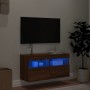 Mueble de TV de pared con luces LED roble marrón 80x30x40 cm en Muebles TV | Comprar online en Foro24