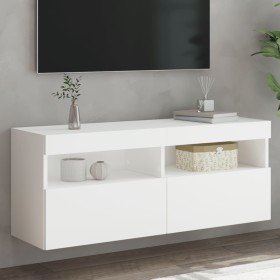 Mueble de TV de pared con luces LED blanco 100x30x40 cm en Muebles TV | Comprar online en Foro24