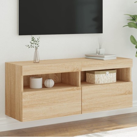 Mueble de TV de pared con luces LED roble Sonoma 100x30x40 cm en Muebles TV | Comprar online en Foro24