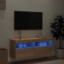 Mueble de TV de pared con luces LED roble Sonoma 100x30x40 cm en Muebles TV | Comprar online en Foro24