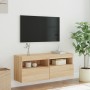 Mueble de TV de pared con luces LED roble Sonoma 100x30x40 cm en Muebles TV | Comprar online en Foro24