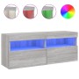 Mueble de TV de pared con luces LED gris Sonoma 100x30x40 cm en Muebles TV | Comprar online en Foro24