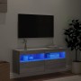Mueble de TV de pared con luces LED gris Sonoma 100x30x40 cm en Muebles TV | Comprar online en Foro24