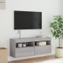 Mueble de TV de pared con luces LED gris Sonoma 100x30x40 cm en Muebles TV | Comprar online en Foro24