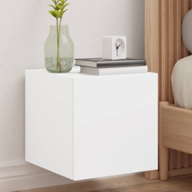Mueble de TV de pared con luces LED blanco 30,5x35x30 cm Mueble de TV de pared con luces LED blanco 30,5x35x30 cm