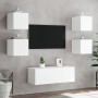 Mueble de TV de pared con luces LED blanco 30,5x35x30 cm