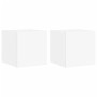 Muebles de TV de pared con luces LED 2 uds blanco 30,5x35x30 cm