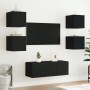 Muebles de TV de pared con luces LED 2 uds negro 30,5x35x30 cm
