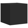 Muebles de TV de pared con luces LED 2 uds negro 30,5x35x30 cm