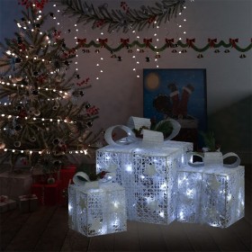 Caja regalo decorativa Navidad 3 pzas blanca exterior/interior by vidaXL, Christmas lights - Ref: Foro24-329766, Price: 47,14...