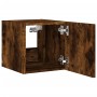 Mueble de TV de pared con luces LED roble ahumado 30,5x35x30 cm