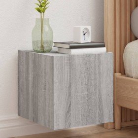 Muebles TV pared con luces LED 2 uds gris Sonoma 30,5x35x30 cm Muebles TV pared con luces LED 2 uds gris Sonoma 30,5x35x30 cm