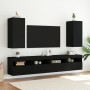 Mueble de TV de pared con luces LED negro 30,5x35x70 cm