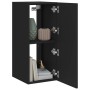 Mueble de TV de pared con luces LED negro 30,5x35x70 cm