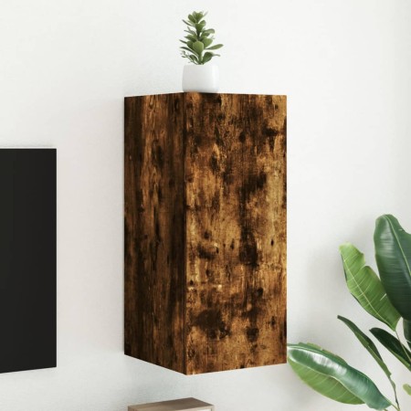 Mueble de TV de pared con luces LED roble ahumado 30,5x35x70 cm en Muebles TV | Comprar online en Foro24