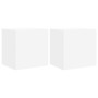 Muebles de TV de pared con luces LED 2 uds blanco 40,5x35x40 cm