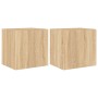 Muebles de TV pared luces LED 2 uds roble Sonoma 40,5x35x40 cm