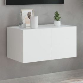 Mueble de TV de pared con luces LED blanco 60x35x31 cm Mueble de TV de pared con luces LED blanco 60x35x31 cm