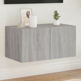 Mueble de TV de pared con luces LED gris Sonoma 60x35x31 cm en Muebles TV | Comprar online en Foro24