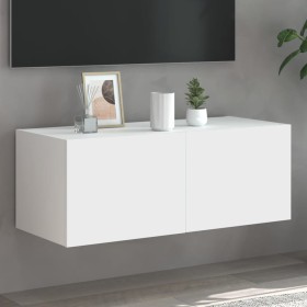 Mueble de TV de pared con luces LED blanco 80x35x31 cm Mueble de TV de pared con luces LED blanco 80x35x31 cm