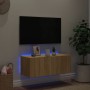Mueble de TV de pared con luces LED roble Sonoma 80x35x31 cm en Muebles TV | Comprar online en Foro24
