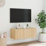 Mueble de TV de pared con luces LED roble Sonoma 80x35x31 cm en Muebles TV | Comprar online en Foro24