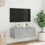 Mueble de TV de pared con luces LED gris hormigón 80x35x31 cm en Muebles TV | Comprar online en Foro24