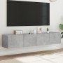 Muebles TV de pared luces LED 2 uds gris hormigón 80x35x31 cm en Muebles TV | Comprar online en Foro24