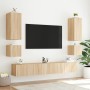 Mueble de TV de pared con luces LED roble Sonoma 100x35x31 cm