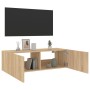 Mueble de TV de pared con luces LED roble Sonoma 100x35x31 cm