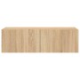 Mueble de TV de pared con luces LED roble Sonoma 100x35x31 cm