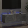 Mueble de TV de pared con luces LED gris hormigón 100x35x31 cm en Muebles TV | Comprar online en Foro24