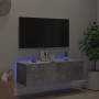 Mueble de TV de pared con luces LED gris hormigón 100x35x31 cm en Muebles TV | Comprar online en Foro24