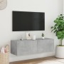 Mueble de TV de pared con luces LED gris hormigón 100x35x31 cm en Muebles TV | Comprar online en Foro24