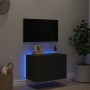 Mueble de TV de pared con luces LED negro 60x35x41 cm