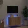 Mueble de TV de pared con luces LED roble Sonoma 60x35x41 cm