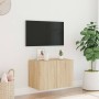 Mueble de TV de pared con luces LED roble Sonoma 60x35x41 cm