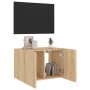 Mueble de TV de pared con luces LED roble Sonoma 60x35x41 cm