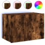 Mueble de TV de pared con luces LED roble ahumado 60x35x41 cm