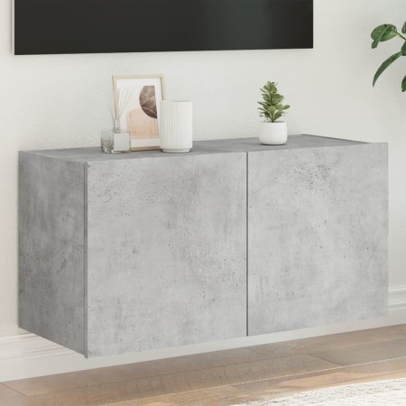 Mueble de TV de pared con luces LED gris hormigón 80x35x41 cm en Muebles TV | Comprar online en Foro24