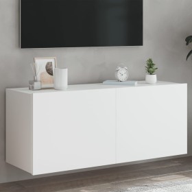 Mueble de TV de pared con luces LED blanco 100x35x41 cm Mueble de TV de pared con luces LED blanco 100x35x41 cm