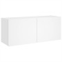 Mueble de TV de pared con luces LED blanco 100x35x41 cm