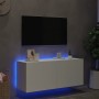 Mueble de TV de pared con luces LED blanco 100x35x41 cm