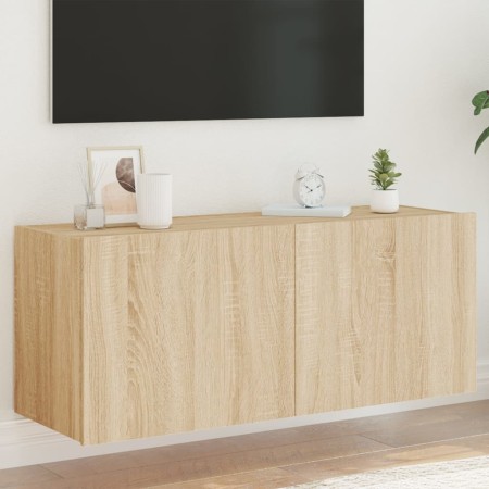Mueble de TV de pared con luces LED roble Sonoma 100x35x41 cm en Muebles TV | Comprar online en Foro24