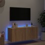 Mueble de TV de pared con luces LED roble Sonoma 100x35x41 cm en Muebles TV | Comprar online en Foro24