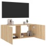 Mueble de TV de pared con luces LED roble Sonoma 100x35x41 cm en Muebles TV | Comprar online en Foro24