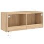 Mueble de TV de pared con luces LED roble Sonoma 100x35x41 cm en Muebles TV | Comprar online en Foro24