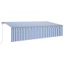 Toldo automático retráctil con persiana 6x3 m azul y blanco