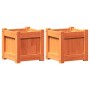 Jardineras de exterior 2 uds madera maciza de pino marrón cera